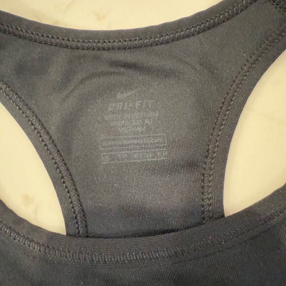 Nike Dri Fit Racerback Sports Bra Women’s Size XS Black Swoosh Logo Activewear - Picture 3 of 6